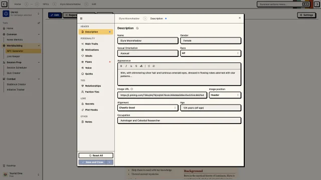 NPC Generator guarda el flujo que integra los personajes generados en la memoria de la campaña